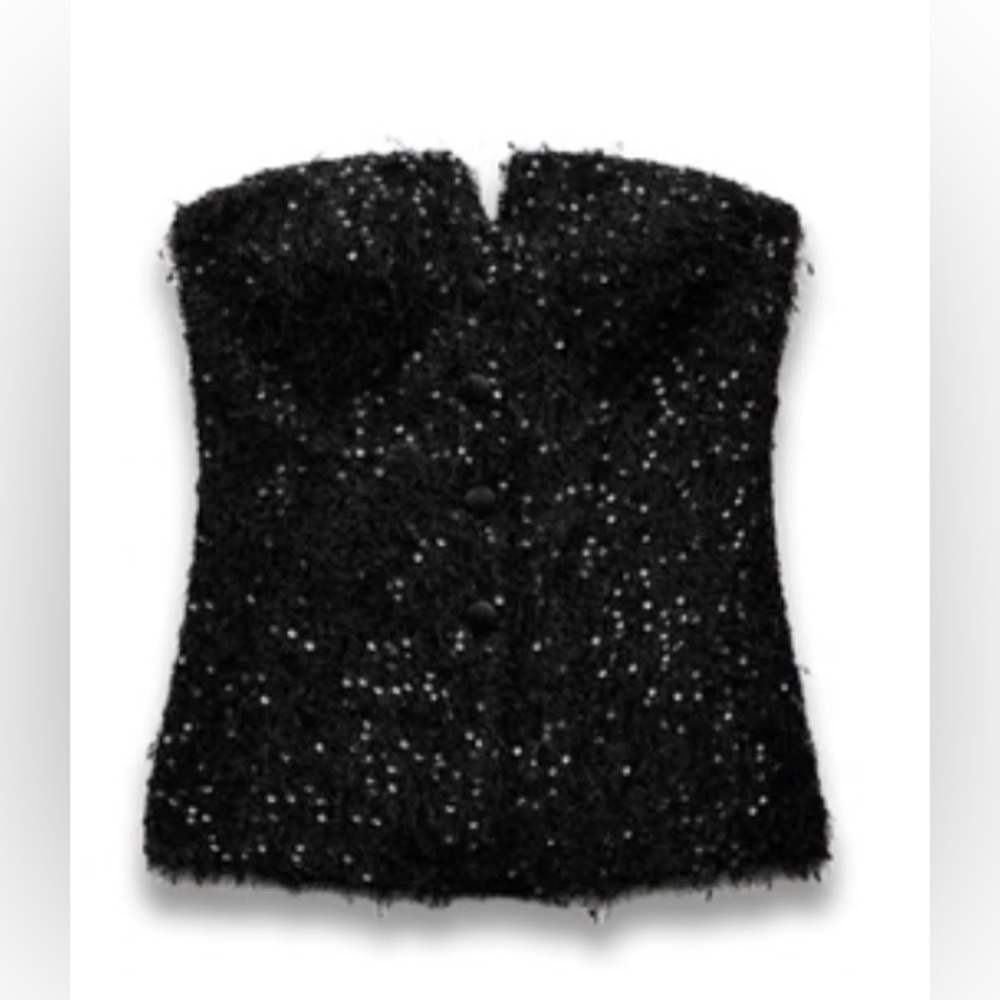 Zara Elegant Black Fuzzy Women's Top/ Small